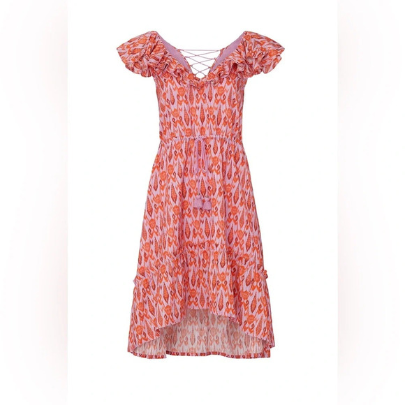 Figue Tahlia Ruffle Pink High-low Dress Size XS Flutter Sleeve - Picture 11 of 11